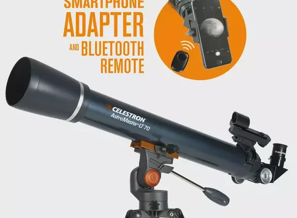 Celestron AstroMaster 70AZ LT Refractor Telescope Kit with Smartphone Adapter and Bluetooth Remote, Ideal Telescope for Beginners, Capture Your Own Images cipads freeads