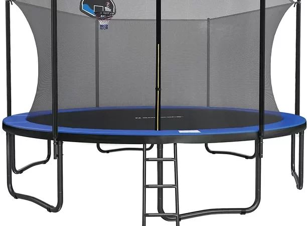 SONGMICS Trampoline with Enclosure, 15FT Outdoor Trampoline for Kids cipads freeads