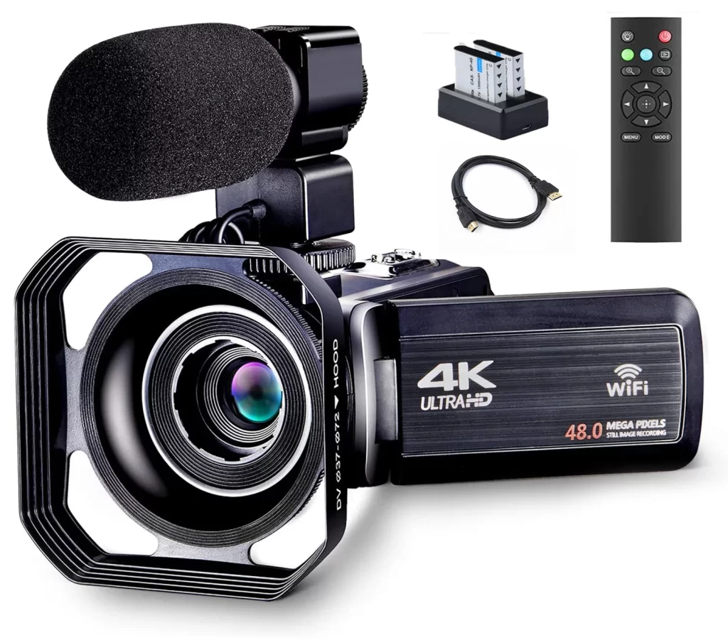 4K Camcorder Vlogging Camera for Youtube Ultra HD 4K 48MP Video Camera with Microphone & Remote Control Wifi Digital Camera 3 cipads freeads