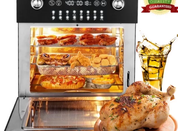 Fynllur Electric Air Fryer XL 14.7 Quarts 1800W Air Fryer 16-in-1 Oilless Toaster Oven with LED Digital Touchscreen Countertop Oven Rotisserie Dehydrator Defrost Auto cipads freeads