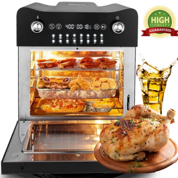 Fynllur Electric Air Fryer XL 14.7 Quarts 1800W Air Fryer 16-in-1 Oilless Toaster Oven with LED Digital Touchscreen Countertop Oven Rotisserie Dehydrator Defrost Auto cipads freeads