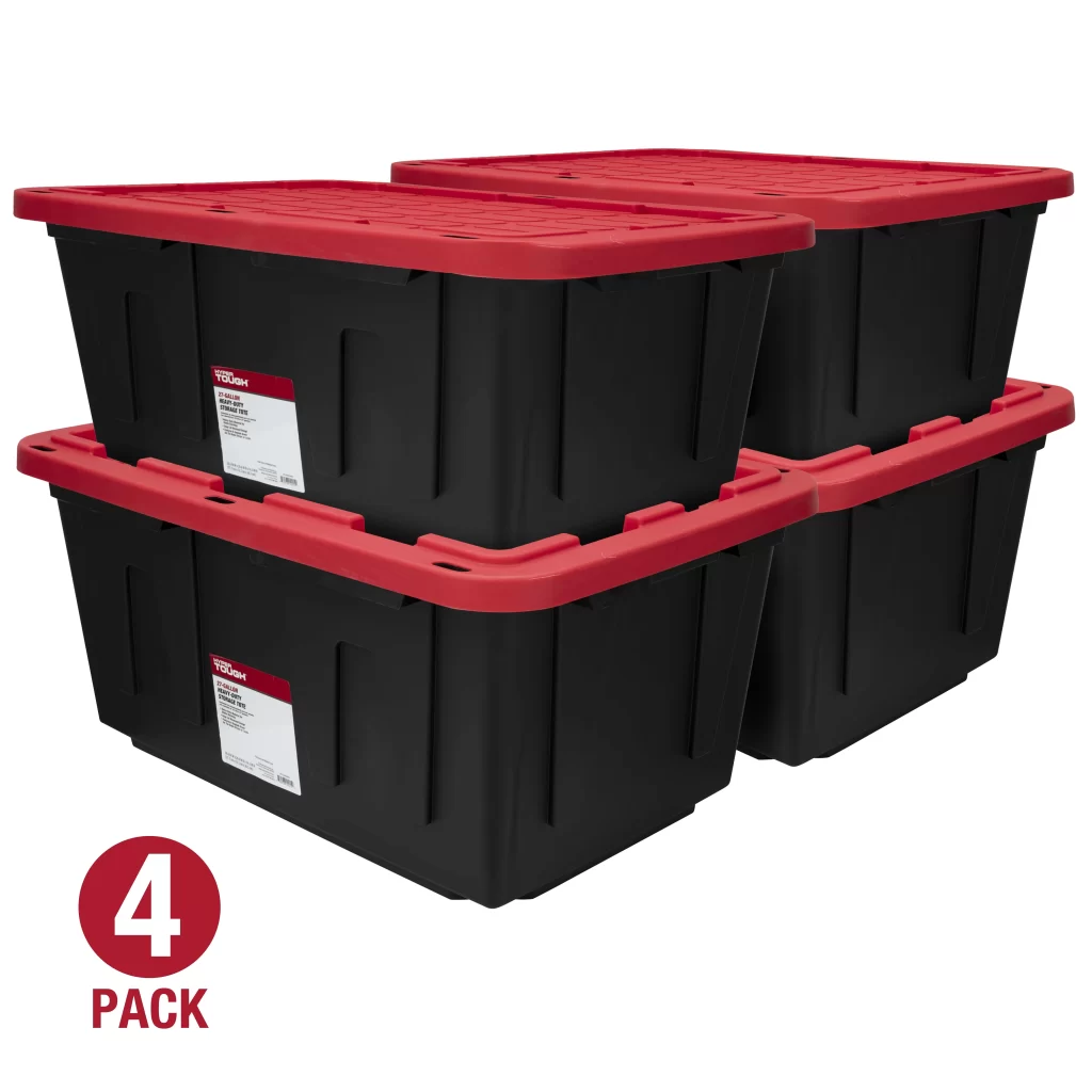 Hyper-Tough-27-Gallon-Stackable-Snap-Lid-Plastic-Storage-Bin-Black-Base-cipads-freeads