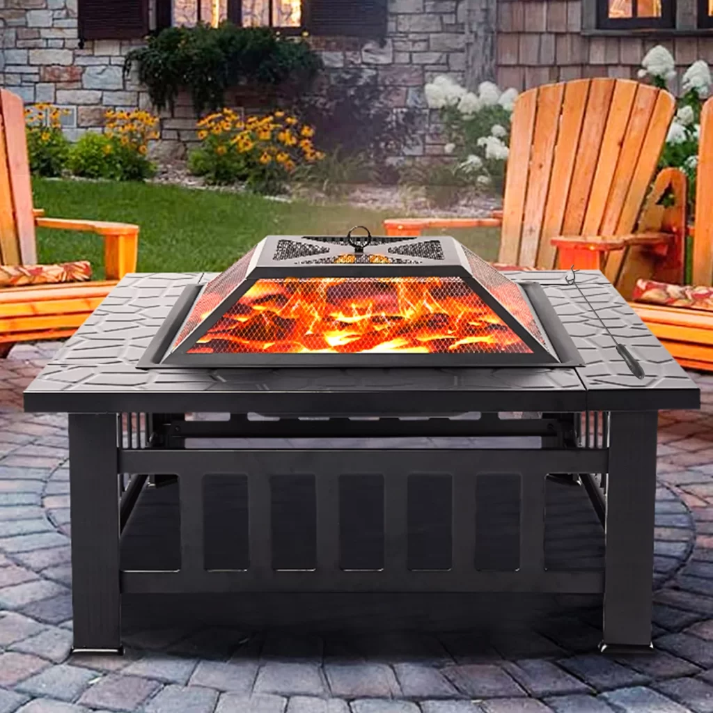 Fire Pits for Outside, 32" Wood Burning Fire Pit Tables with Screen Lid, Poker, Backyard Patio Garden Outdoor Fire Pit Walmart AD