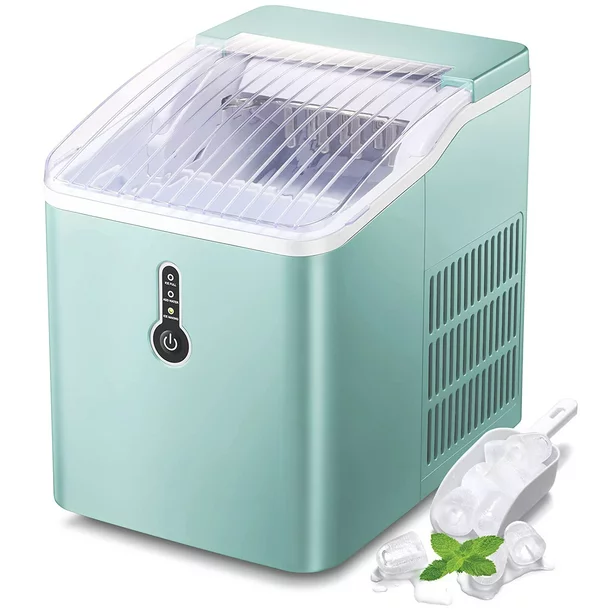 AGLUCKY Countertop Ice Maker Machine, Portable Compact Ice Cube Maker with Ice Scoop & Basket 26Lbs cipads freeads