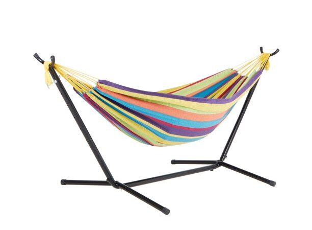 Bliss Hammocks Double Hammock w Space Saving 9ft. Stand & Premium Carry Bag - Candy Stripe cipads freeads