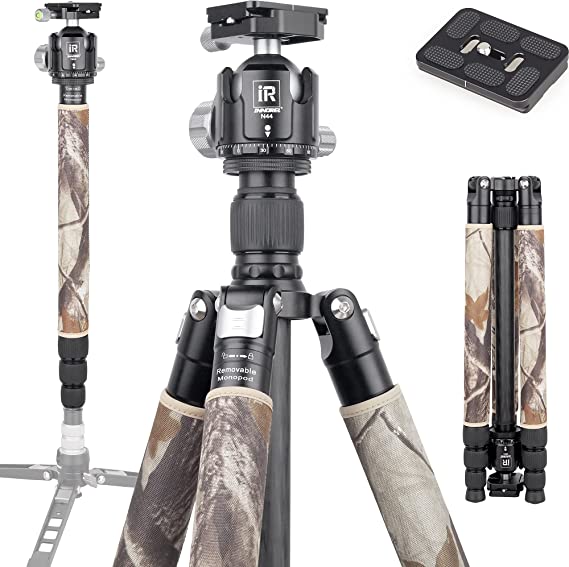 Carbon Fiber Tripod-RT75CM Super Professional Tripod Monopod Heavy Duty Compact Stand Support with 44mm/1.73in Low Gravity Center 360°Panoramic ballhead for Digital DSLR Camera, max Load 20kg/44lb Product Review cipads freeads