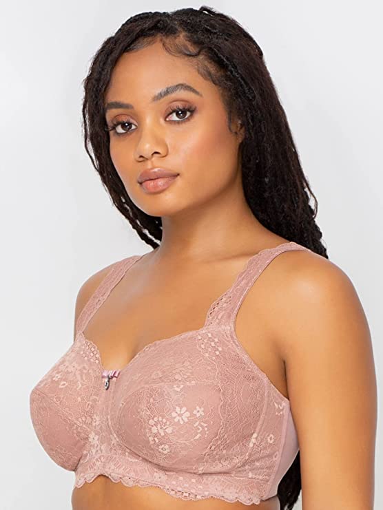 Curvy Couture Women's Luxe Lace Plus Size Smoothing Bralette cipads freeads