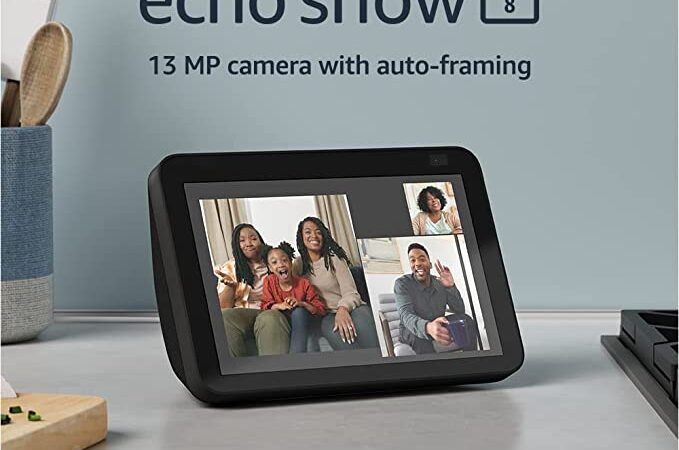 Echo Show 8 (2nd Gen, 2021 release) HD smart display with Alexa and 13 MP camera Charcoal cipads freeads