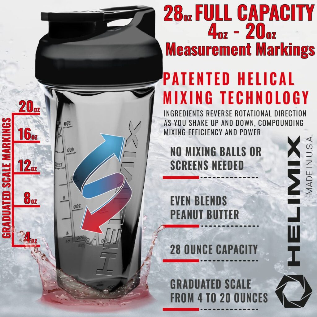 Helimix 2.0 Vortex Blender Shaker Bottle 28oz | No Blending Ball or Whisk | USA Made | Portable Pre Workout Whey Protein Drink Shaker Cup | Mixes Cocktails Smoothies Shakes | Dishwasher Safe (28 oz, Blue) cipads freeads