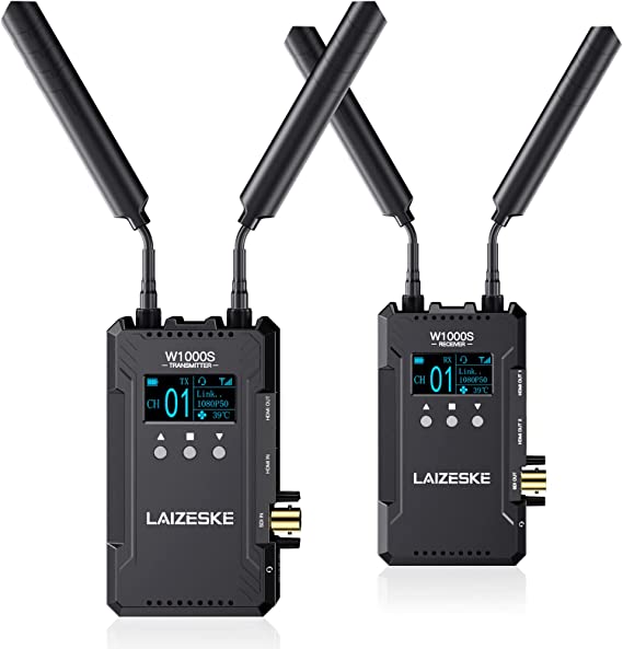 LAIZESKE W1000S Wireless Video Transmission System Dual HDMI SDI 1000FT Transmission Range 0.08S Low Lantency Real Time APP Monitoring cipads freeads