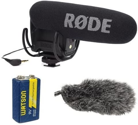 Rode-VMPR-VideoMic-Pro-R-with-Rycote-Lyre-Shockmount-DeadCat-VMPR-and-9V-Rechargeable-NiMH-Battery-cipads-freeads