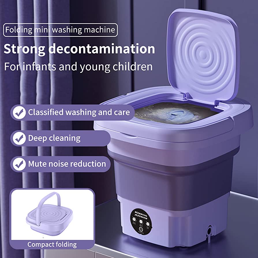 Portable Washing Machine, High Capacity Mini Washer with 3 Modes Deep Cleaning Half Automatic Washt, Foldable Washing Machine with Soft Spin Dry for Socks, Baby Clothes, Towels, Delicate Items (Purple) cipads freeads