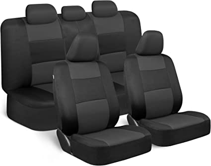 BDK PolyPro Car Seat Covers Full Set in Charcoal on Black – Front and Rear Split Bench Seat Covers for Cars cipads freeads