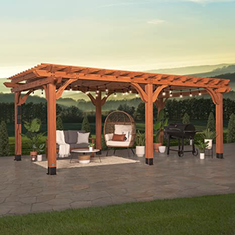 Backyard Discovery Beaumont 20x12 ft All Cedar Wood Pergola, Durable, Quality Supported Structure, Snow and Wind Supported, Rot Resistant, Backyard, Deck, Garden, Patio, Outdoor Entertaining cipads freeads