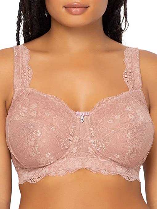 Curvy Couture Women's Luxe Lace Plus Size Smoothing Bralette cipads freeads