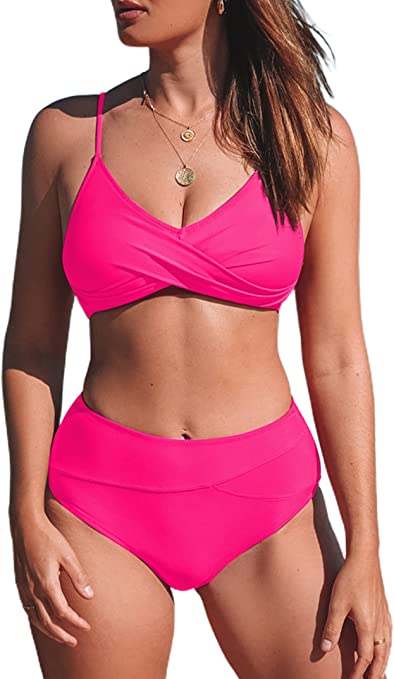 Hilinker Women's Twist Front Bikini Set Wrap 2 Piece Bathing Suit Padded Swimsuits cipads freeads