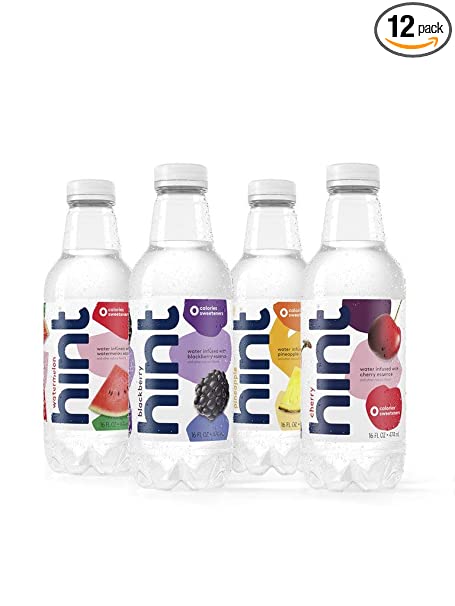 Hint Water Best Sellers Pack Pack of 12, 16 Ounce Bottles, 3 Bottles Each of Watermelon, Blackberry, Cherry, and Pineapple, Zero Calories, Zero Sugar and Zero Sweeteners cipads freeads