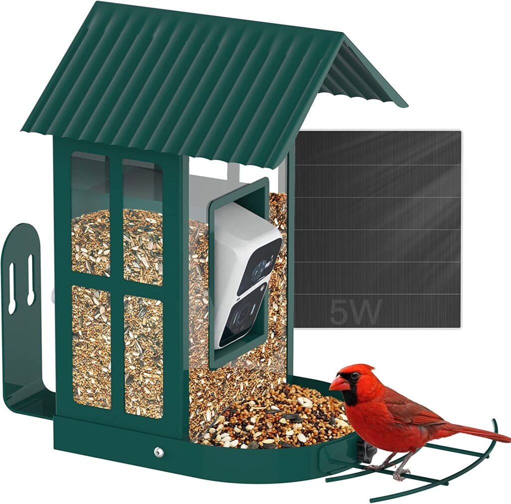 SOLIOM BF08-Smart Bird Feeder Camera with AI Identify Bird Species, Wild Bird Watching Video Camera with Live,Motion Activated,Instant Notifications and 5W Solar Panel, Gift for Family cipads freeads