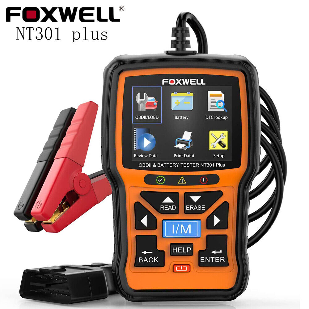 FOXWELL NT301 Upgraded OBD2 Scanner Battery Tester 12V, 2 in 1 Check Engine Code Reader Scan Tool 100-2000 CCA Battery Charging Cranking Test, EVAP Live Data Car OBDII Obd2 Scanner Diagnostic Tool cipads  freeads