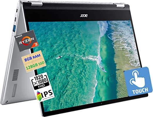 Acer 2023 Newest Spin 514 2-in-1 Convertible Chromebook,AMD Ryzen 3 3250C (Up to 3.5GHz),14 FHD IPS Touchscreen,8GB RAM,128GB eMMC,WiFi,Backlit Keyboard cipads freeads