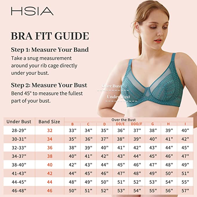 HSIA Lace Minimizer Bras for Women Full Coverage Unlined Underwire Minimizing Plunge Bra cipads freeads