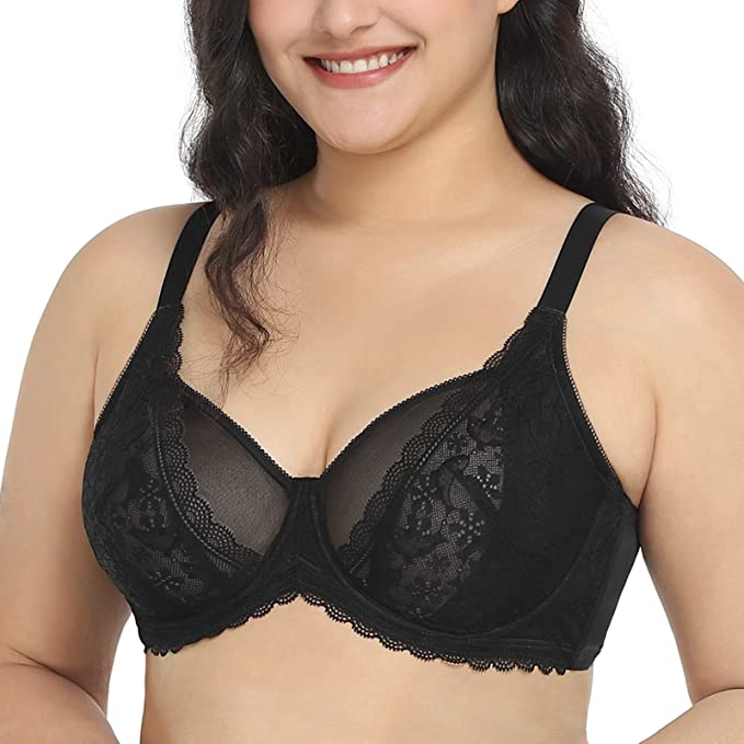 HSIA Minimizer Bras for Women Full Coverage, Non-Padded Lace Unlined Bra with Underwire cipads freeads