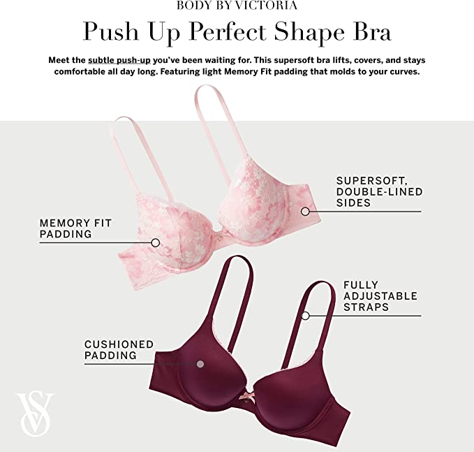 Victoria's Secret Push Up Bra, Full Coverage, Smoothing, Perfect Shape Padding (34B-38DDD) cipads freeads