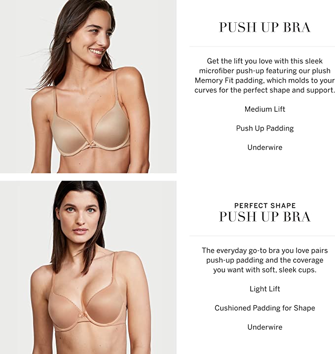 Victoria's Secret Push Up Bra, Full Coverage, Smoothing, Perfect Shape Padding (34B-38DDD) cipads freeads