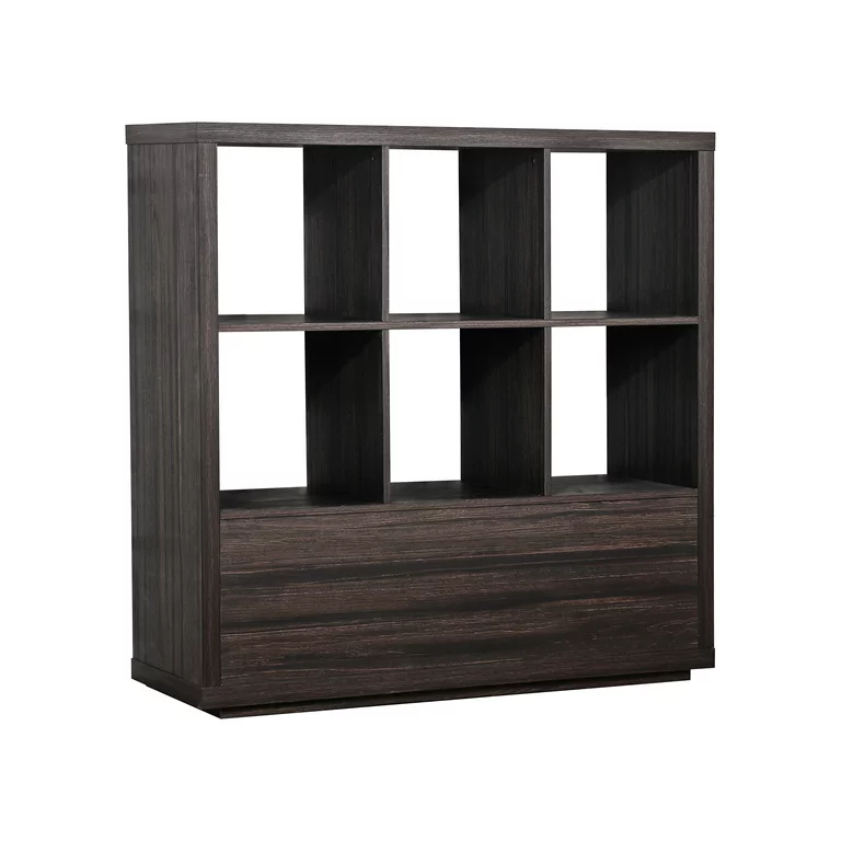 Better Homes & Gardens Steele 6 Cube Organizer with Drawers, Tobacco Oak Finish cipads freeads