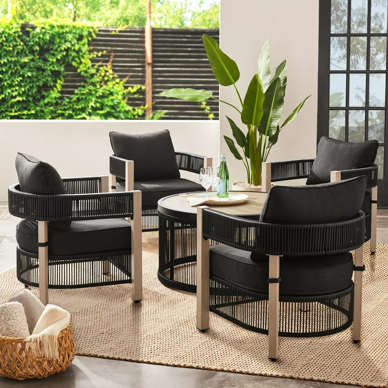 Better Homes & Gardens Tarren 5-Piece Outdoor Conversation Set, Black cipads freeads