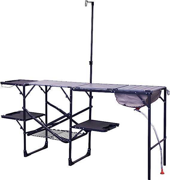 GCI Outdoor Master Cook Station Portable Camp Kitchen Outdoor Folding Table,Black cipads freeads