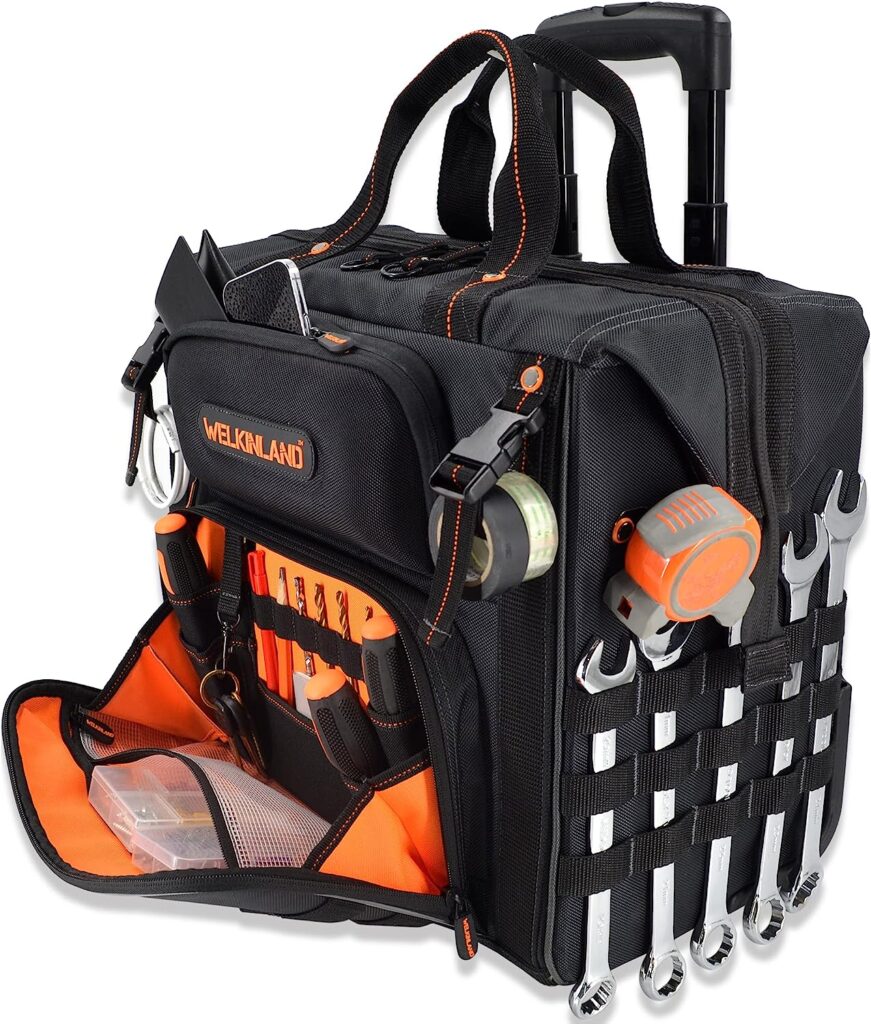 46Pockets-26 Rolling tool bag, Tool bag with wheels, Large tool bag, cipads freeads