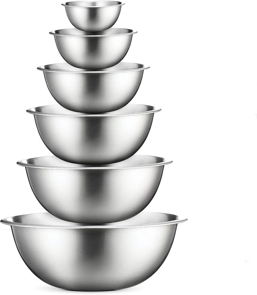 Best Wedding Gift - FineDine Stainless Steel Mixing Bowls (Set of 6) - Easy To Clean, Nesting Bowls for Space Saving Storage, Great for Cooking, Baking, Prepping cipads freeads