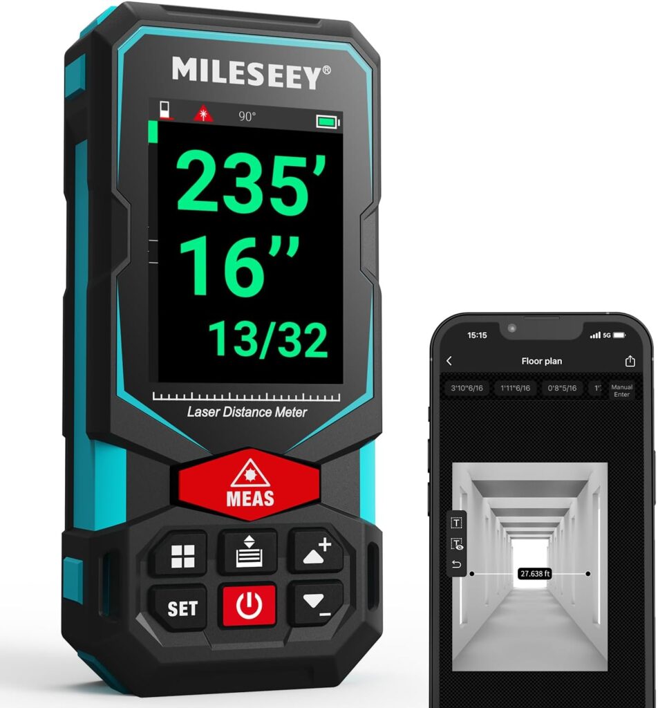 Laser Measurement Tool, MiLESEEY 330Ft Multifunctional Laser Measure with 2.4 Color Backlit Display, Rechargeable Laser Distance Meter with Angle Sensor, m cm mm in ft+in Measurement Unit cipads freeads