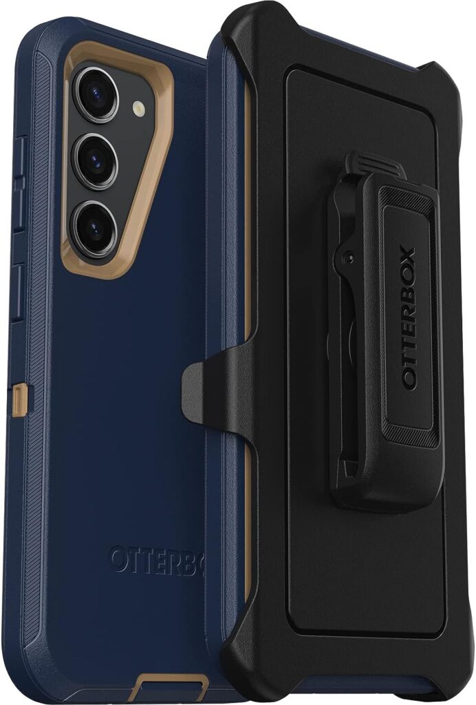 OtterBox Galaxy S23 Defender Series Case - BLUE SUEDE SHOES (Blue), Rugged & Durable, with Port Protection, includes Holster Clip Kickstand cipads freeads