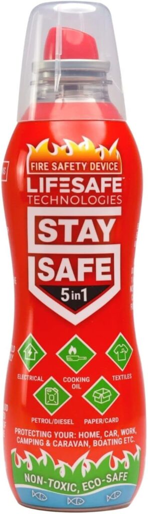 StaySafe 5-in-1 Fire Extinguisher For Home, Kitchen, Car, Garage, Boat The best small extinguisher that tackles 5 types of fire in seconds cipads freeads