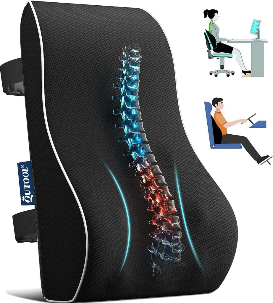 Lumbar Support Pillow for Office Chair Back Best Best Support Pillow for Car, Computer, Gaming Chair, Recliner Memory Foam Back Cushion for Back Pain Relief Improve Posture, Mesh Cover Double Adjustable Straps cipads freeads