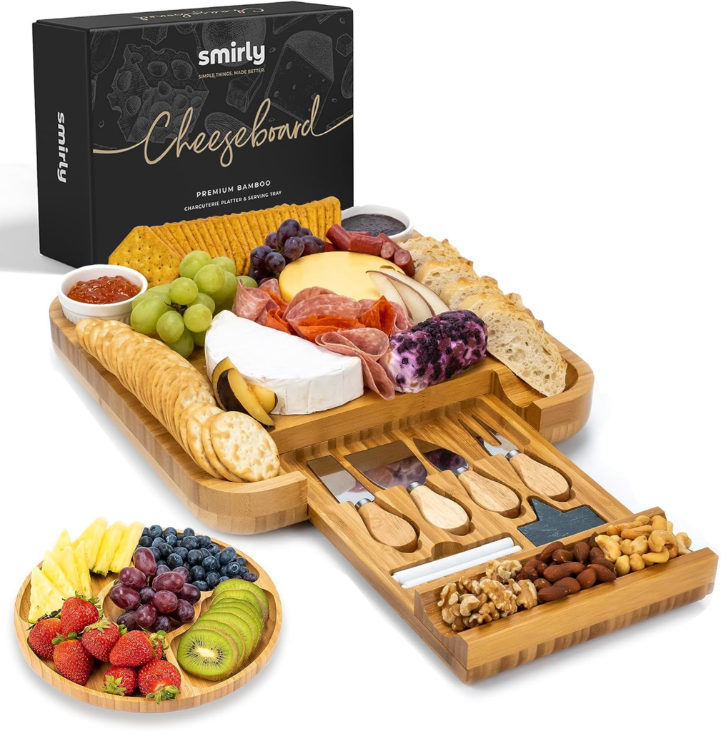 Yes, the SMIRLY Charcuterie Boards Gift Set is a great option for a wedding anniversary gift. It is a unique and thoughtful gift that the couple will appreciate.

The set includes a large bamboo charcuterie board, a small bamboo cheese board, and a set of wooden utensils. The charcuterie board is large enough to hold a variety of meats, cheeses, fruits, and vegetables. The cheese board is perfect for serving smaller items, such as cheese, crackers, and nuts. The wooden utensils are perfect for cutting and serving food.

The set is also beautifully packaged, making it a perfect gift for any occasion. The box is made of high-quality cardboard and is decorated with a festive ribbon.

Here are some of the pros of the SMIRLY Charcuterie Boards Gift Set:

It is a unique and thoughtful gift.
It is made of high-quality materials.
It is beautifully packaged.
It is a great value for the price.
Here are some of the cons of the SMIRLY Charcuterie Boards Gift Set:

It is a bit large and bulky, so it may not be ideal for small spaces.
The wooden utensils are not dishwasher safe.
Overall, the SMIRLY Charcuterie Boards Gift Set is a great option for a wedding anniversary gift. It is a unique and thoughtful gift that the couple will appreciate.

Here are some other ideas for wedding anniversary gifts:

Personalized gifts: These are always a hit, and they can be anything from a piece of jewelry with the couple's names on it to a custom-made canvas print of their wedding photo.
Personalized gifts wedding anniversaryOpens in a new window
ohcanvas.com
Personalized gifts wedding anniversary
Gifts that reflect their interests: If the couple loves to cook, you could get them a set of new cookbooks or kitchen gadgets. If they're wine lovers, you could get them a case of their favorite wine or a gift certificate to a wine tasting.
Gifts that reflect their interests wedding anniversaryOpens in a new window
interestpod.co
Gifts that reflect their interests wedding anniversary
Experiences: This could be anything from tickets to a concert or sporting event to a weekend getaway.
Experiences wedding anniversaryOpens in a new window
seemenowweddings.com
Experiences wedding anniversary
Home decor: This could be a piece of art, a new set of dishes, or anything else that would make their home feel more special.
Home decor wedding anniversaryOpens in a new window
partydost.com
Home decor wedding anniversary
Gifts that give back: If the couple is passionate about a particular cause, you could make a donation to their favorite charity in their name.
Gifts that give back wedding anniversaryOpens in a new window
www.amazon.com
Gifts that give back wedding anniversary
No matter what you choose, make sure it is something that the couple will love and appreciate. After all, it is a special occasion that should be celebrated. cipads freeads