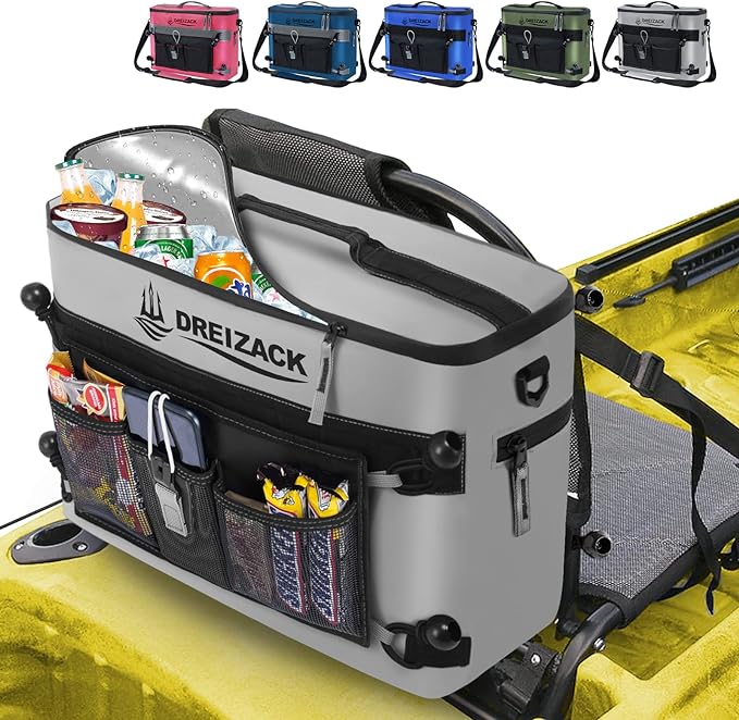 Kayak Cooler Behind Seat,Dreizack Waterproof Cooler for Kayaking,Paddle Board Cooler Compatible with Lawn-Chair Seat Kayak Accessories Cooler Bag Kayak Cooler Tow Behind for Camping Fishing cipads freeads