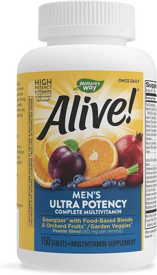 Nature's Way Alive! Men's Ultra Potency Complete Multivitamin, High Potency B-Vitamins, Energy Metabolism*, 150 Tablets cipads freeads