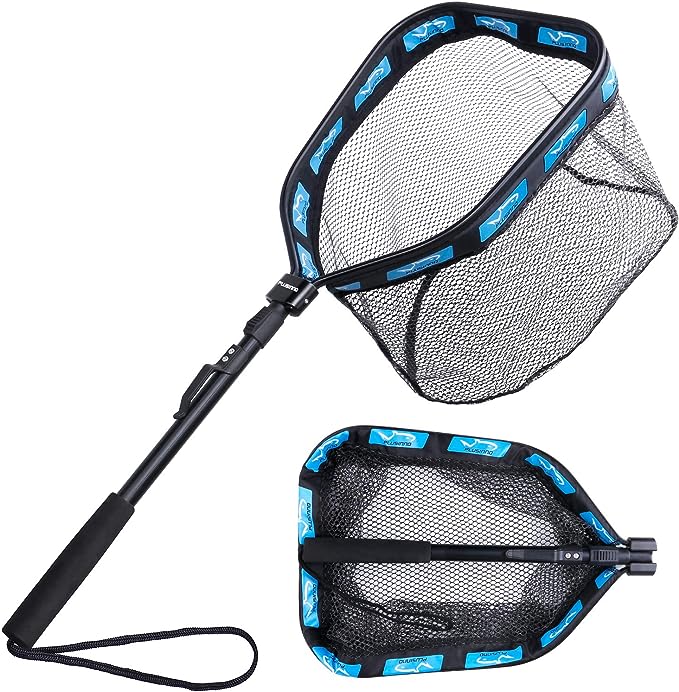 Best Fishing Gifts - PLUSINNO Floating Fishing Net for Steelhead, Salmon, Fly, Kayak, Catfish, Bass, Trout Fishing, Rubber Coated Landing Net for Easy Catch & Release, Compact & Foldable for Easy Transportation & Storage-VB, cipads, freeads