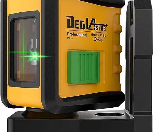 Self Leveling Laser Level, DEGLASERS 100ft Green Cross Line Laser Level,3 Brightness Adjustment,Manual Self leveling and Pulse Mode,IP54 Waterproof,Battery and Carrying Bag Included cipads freeads