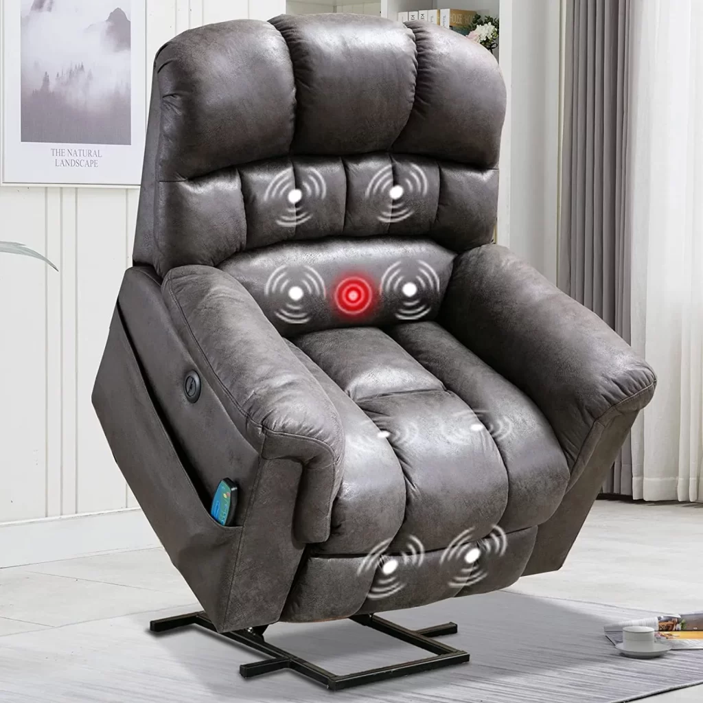 Botiff Large Power Lift Chair Recliner for Elderly, Heavy Duty Electric Lift Recliner with Massage,For tall men,Gray cipads freeads