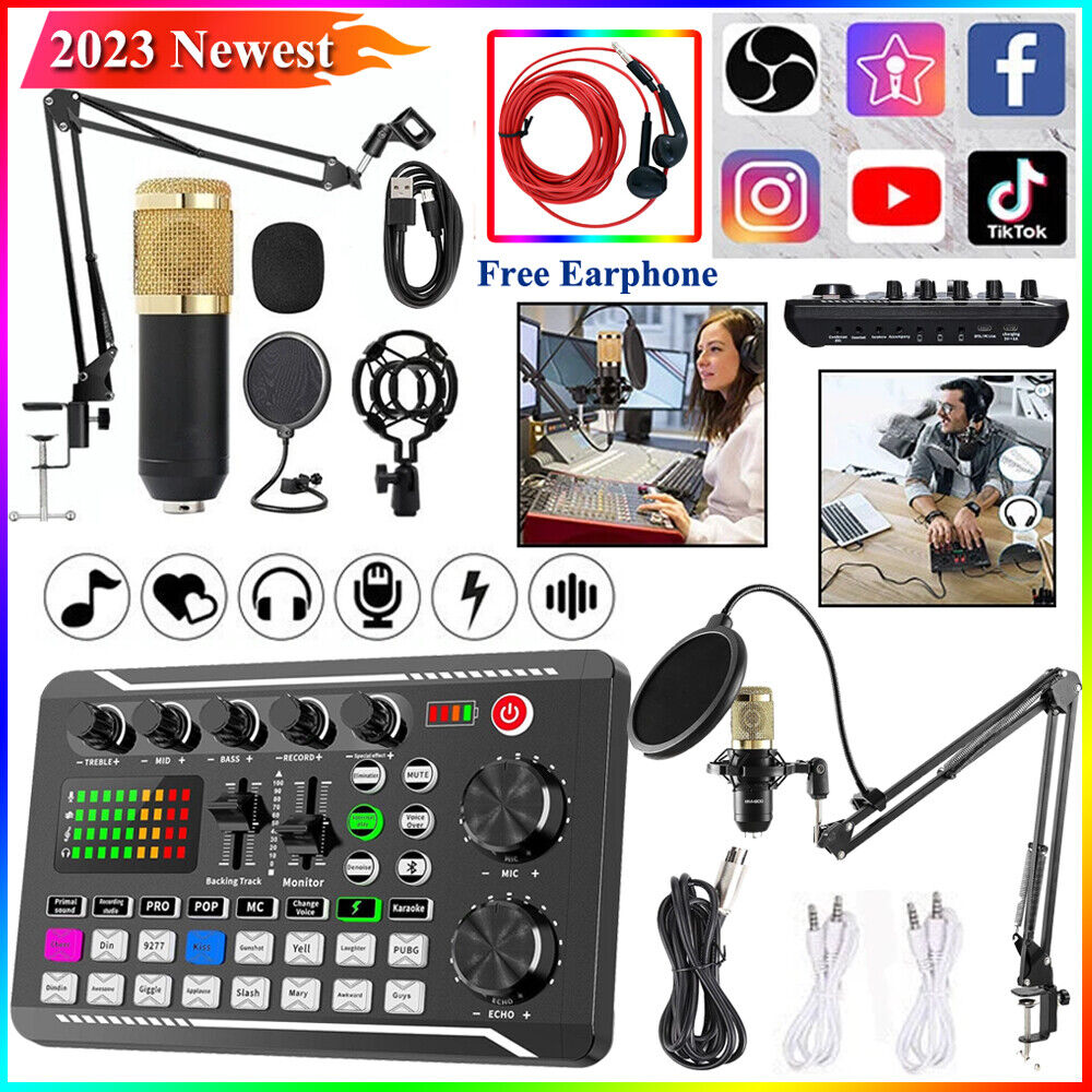 Complete Home Studio Recording Kit Mixer Condenser Microphone for Music Podcast cipads freeads