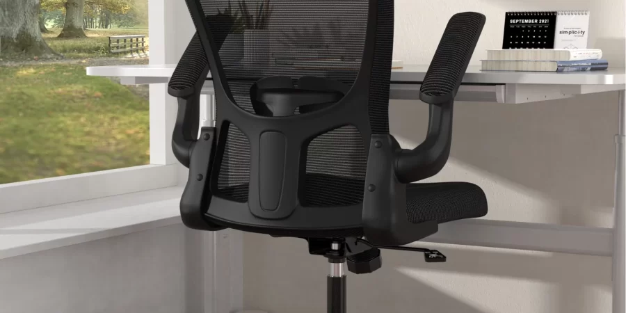 Ergonomic Office Chair, Comfort Home Office Task Chair, Lumbar Support Computer Chair with Flip-up Arms and Adjustable Height(Black) cipads freeads