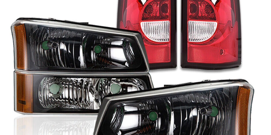 Fit For 2003-2006 Silverado Black Housing Headlights W Parking Tail Lights cipads freeads