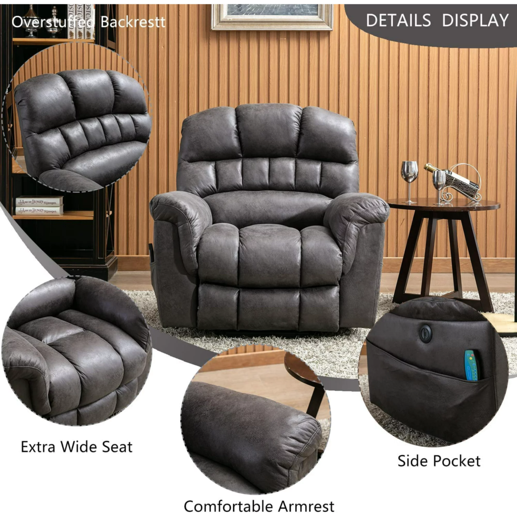 Botiff Large Power Lift Chair Recliner for Elderly, Heavy Duty Electric Lift Recliner with Massage,For tall men,Gray cipads freeads