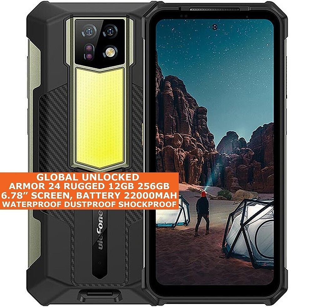 ULEFONE ARMOR 24 RUGGED 12gb 256gb Waterproof 6.78 Face Unlock NFC Android 13 cipads freeads