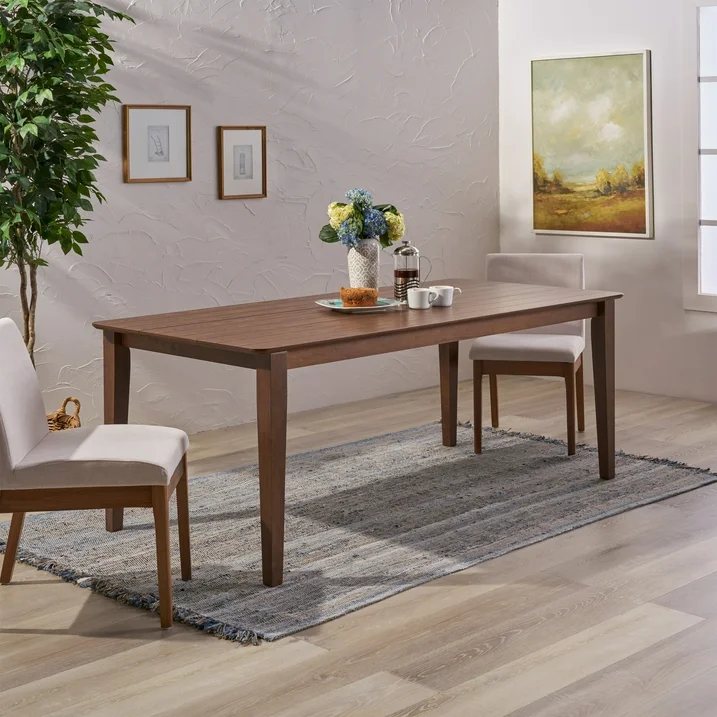 Noble House Lylah Indoor Rectangular 8 Seat Farmhouse Dining Table, Walnut Finish cipads freeads