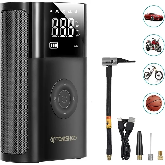 TOMSHOO Tire Inflator Portable Bike Pump Electric Air Pump for Car Air Compressor 4000mAh Cordless 150 PSI Tire Pump with Pressure Gauge, Emergency Light, Valve for Car, Motor, Bike, Ball At Walmart.com Near Jacksonville, Florida cipads freeads